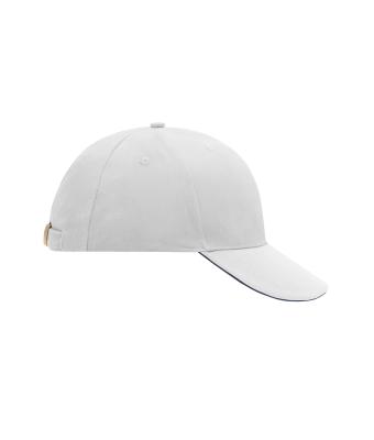 Unisex 6 Panel Sandwich Cap White/navy 7590
