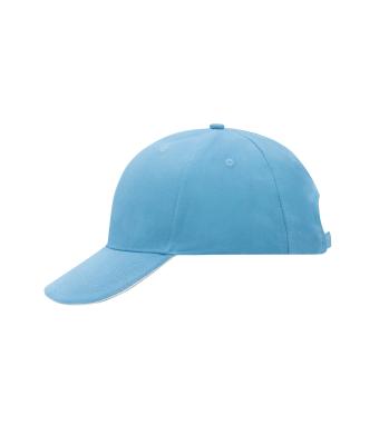 Unisex 6 Panel Sandwich Cap Light-blue/white 7590