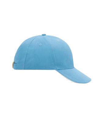 Unisex 6 Panel Sandwich Cap Light-blue/white 7590
