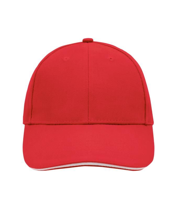 Unisex 6 Panel Sandwich Cap Red/white 7590