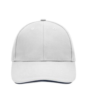 Unisex 6 Panel Sandwich Cap White/navy 7590