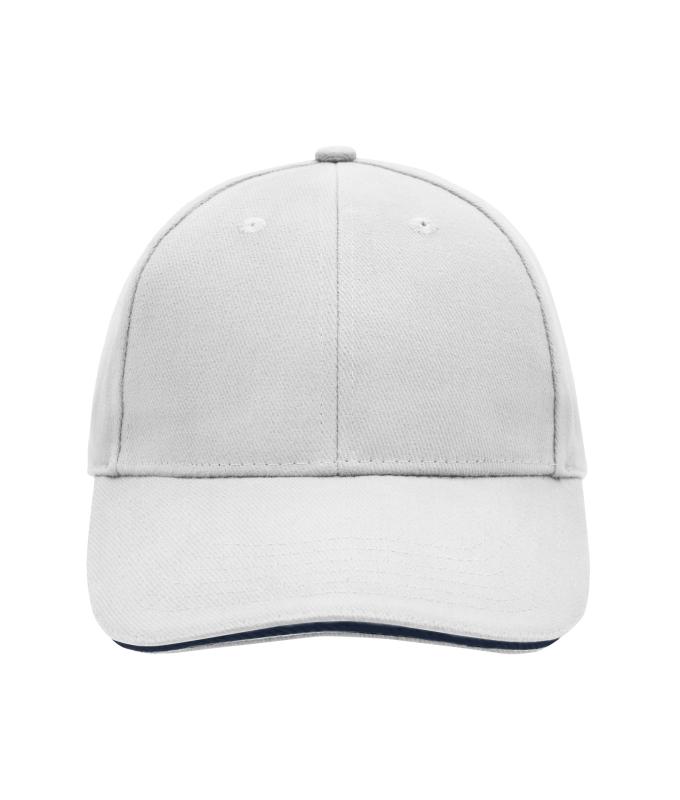 Unisex 6 Panel Sandwich Cap White/navy 7590
