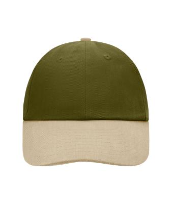 Unisex 6 Panel Raver Cap Olive/beige 7690