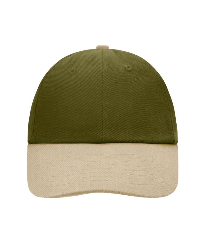 Unisex 6 Panel Raver Cap Olive/beige 7690