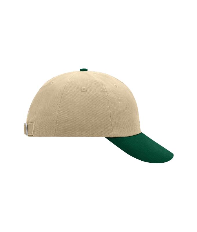 Unisex 6 Panel Raver Cap Beige/dark-green 7690