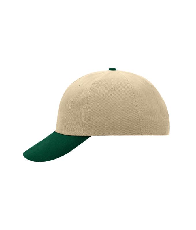 Unisex 6 Panel Raver Cap Beige/dark-green 7690
