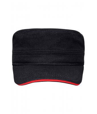 Unisex Military Sandwich Cap Black/red 7899