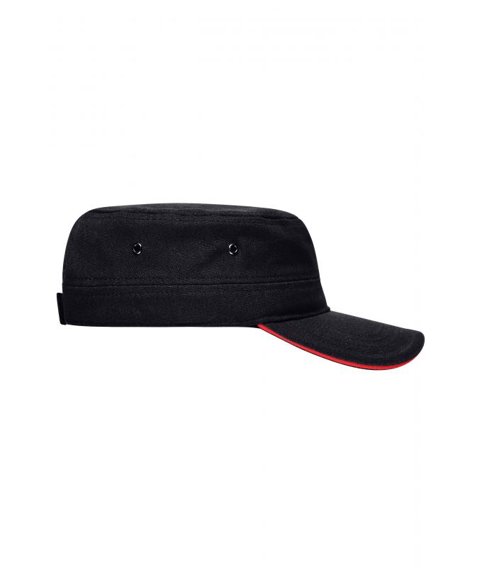 Unisex Military Sandwich Cap Black/red 7899