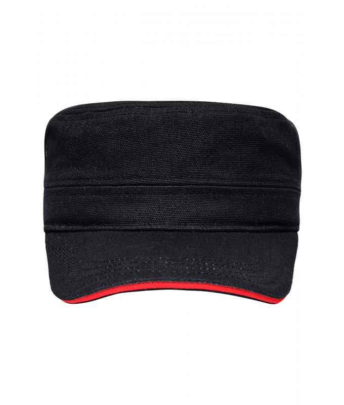 Unisex Military Sandwich Cap Black/red 7899