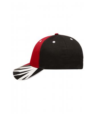 Unisex 6 Panel Craftsmen Cap - STRONG - Red/black/white 8146