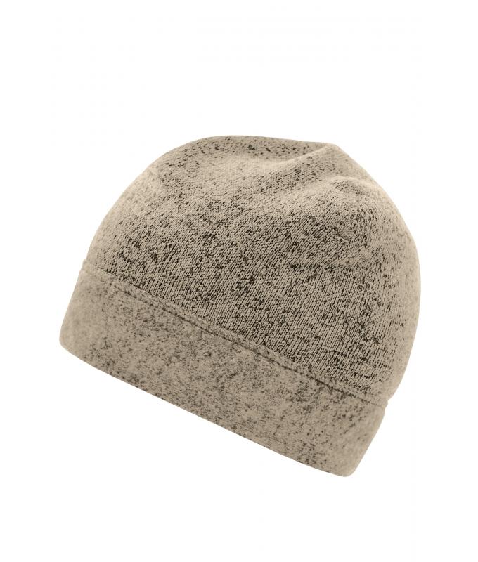 Unisex Knitted Fleece Workwear Beanie - STRONG - Stone-melange/black 8519