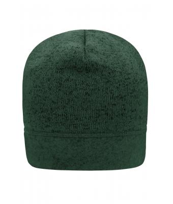 Unisex Knitted Fleece Workwear Beanie - STRONG - Dark-green-melange/black 8519