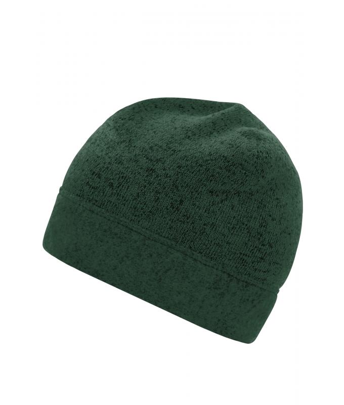 Unisex Knitted Fleece Workwear Beanie - STRONG - Dark-green-melange/black 8519