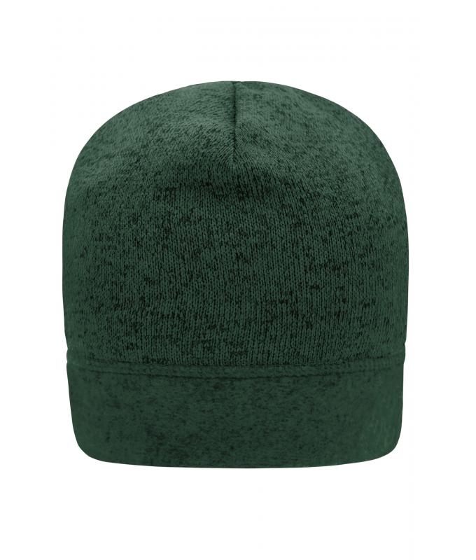 Unisex Knitted Fleece Workwear Beanie - STRONG - Dark-green-melange/black 8519