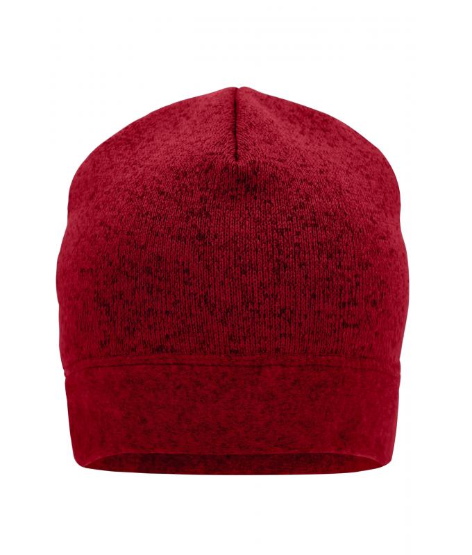 Unisex Knitted Fleece Workwear Beanie - STRONG - Red-melange/black 8519