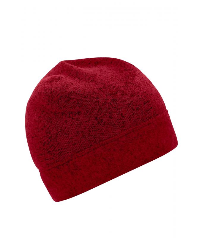 Unisex Knitted Fleece Workwear Beanie - STRONG - Red-melange/black 8519