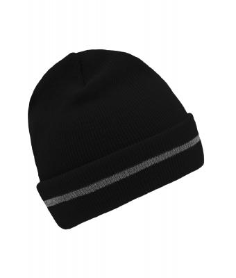 Unisex Reflective Beanie Black/silver 8702