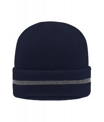 Unisex Reflective Beanie Navy/silver 8702