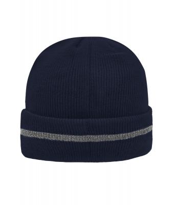 Unisex Reflective Beanie Navy/silver 8702