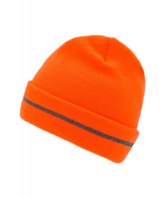 Unisex Reflective Beanie Bright-orange/silver 8702