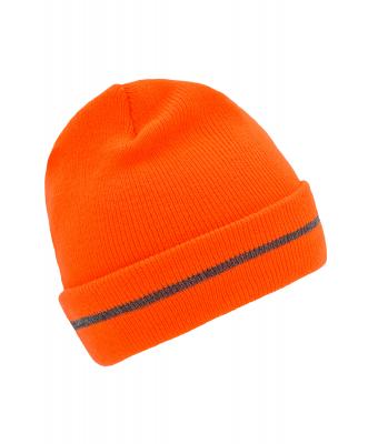 Unisex Reflective Beanie Bright-orange/silver 8702