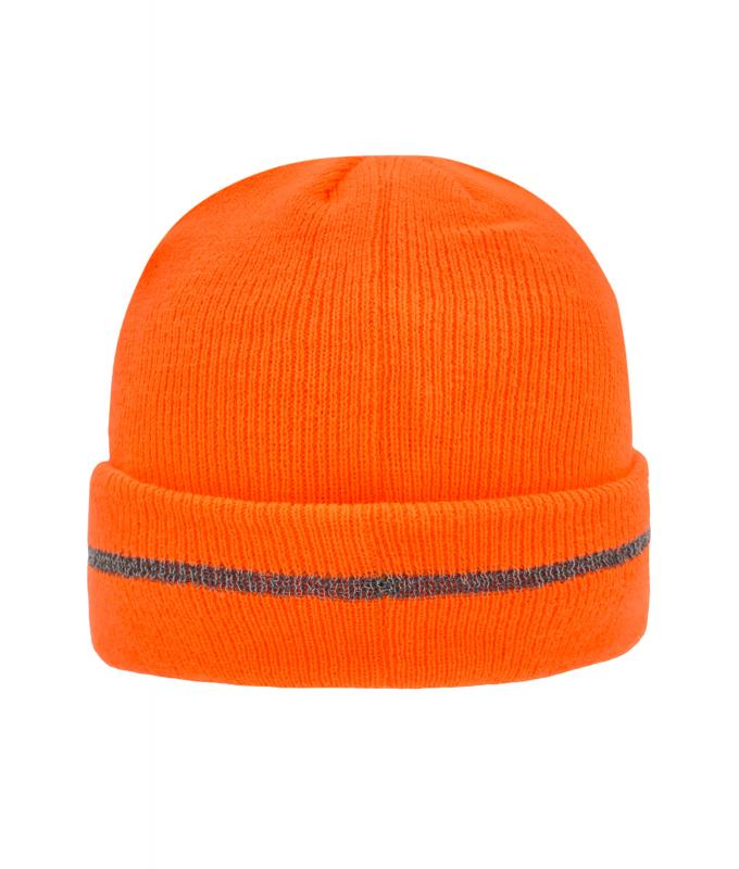 Unisex Reflective Beanie Bright-orange/silver 8702