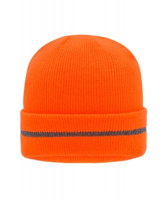 Unisex Reflective Beanie Bright-orange/silver 8702