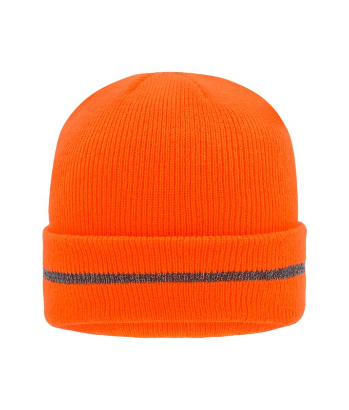 Unisex Reflective Beanie Bright-orange/silver 8702