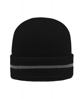 Unisex Reflective Beanie Black/silver 8702