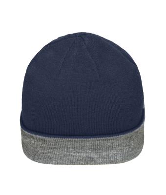 Unisex Reversible Beanie Navy/grey-heather 11118