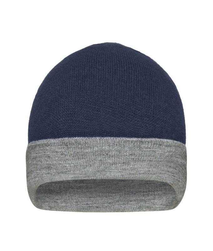Unisex Reversible Beanie Navy/grey-heather 11118