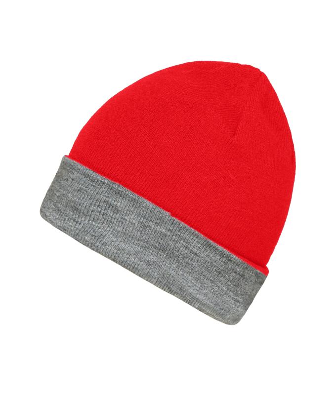 Unisex Reversible Beanie Red/grey-heather 11118