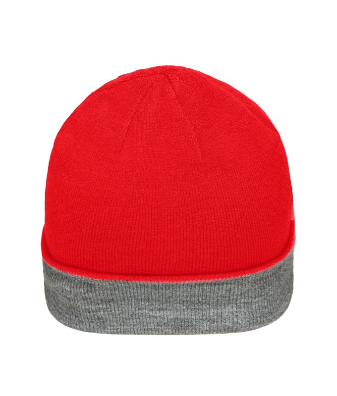 Unisex Reversible Beanie Red/grey-heather 11118