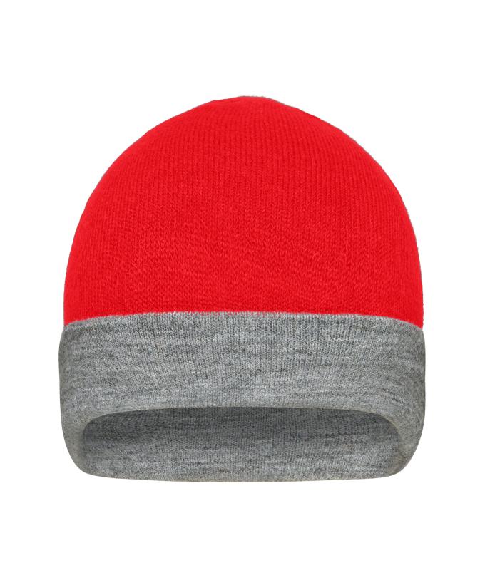 Unisex Reversible Beanie Red/grey-heather 11118